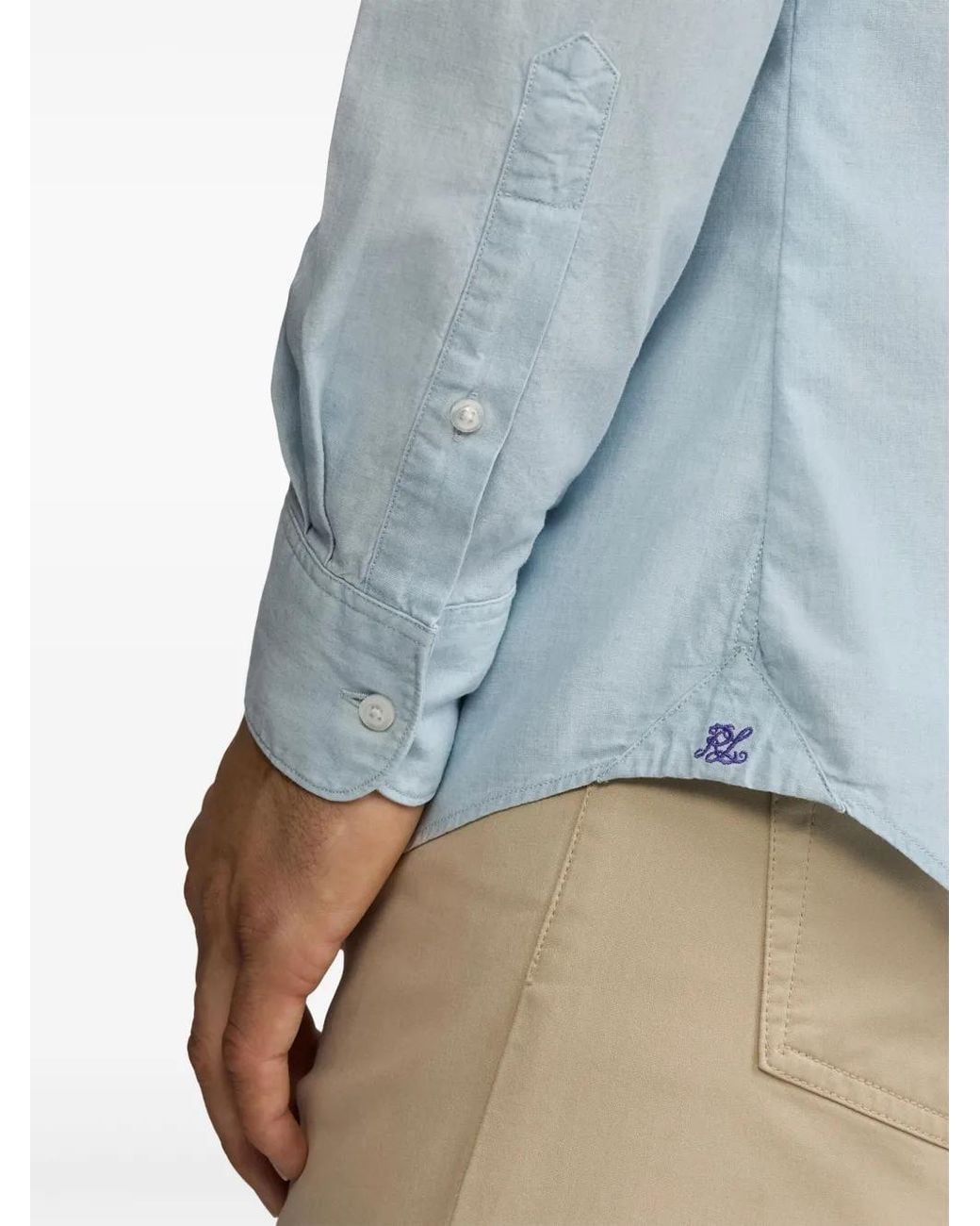 Ralph Lauren Logo-Embroidered Shirt in Blue for Men | Lyst