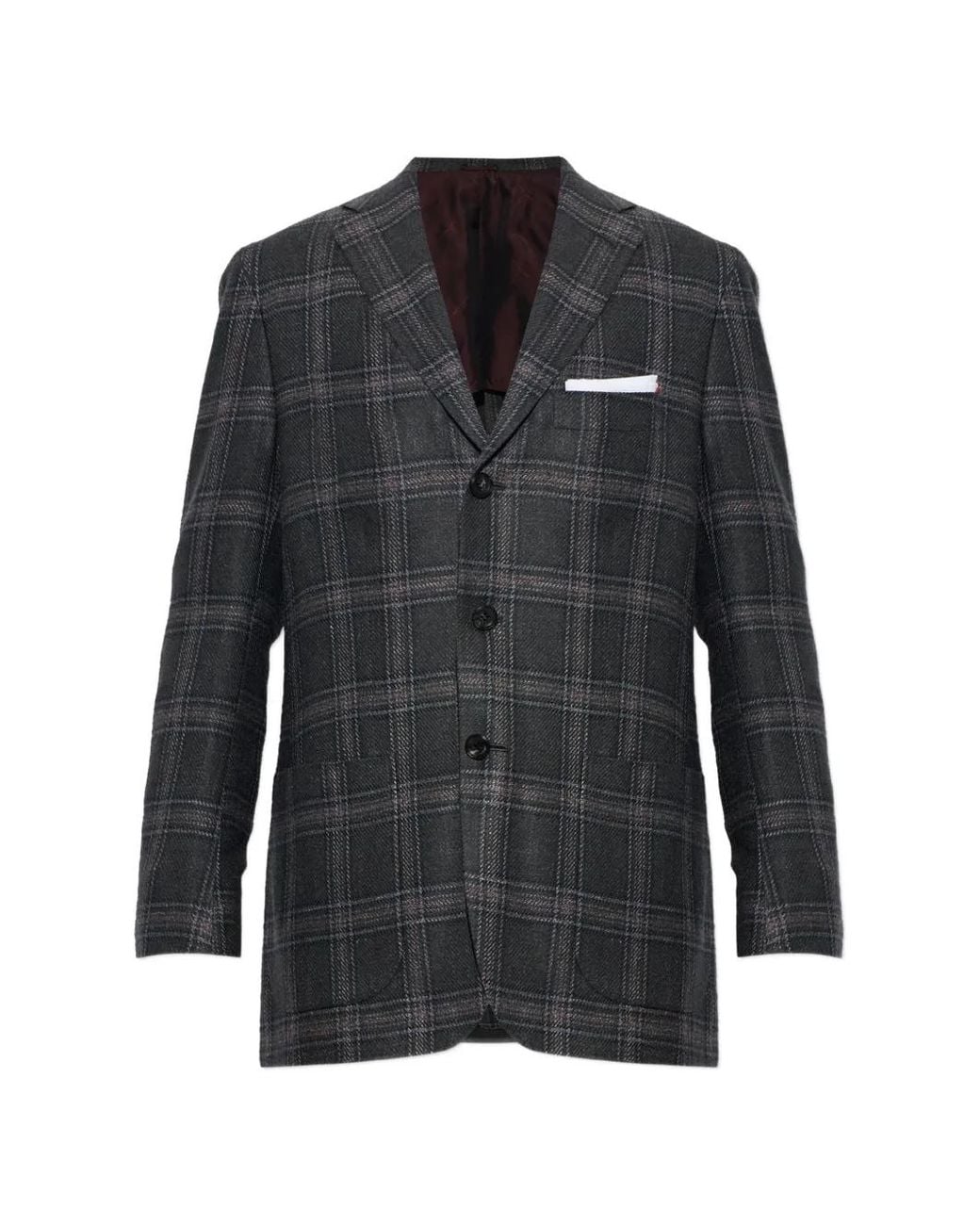 Kiton Black Check-Pattern Blazer for men