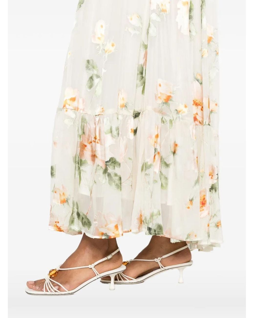 Zimmermann White Carousel Burnout Midi Skirt