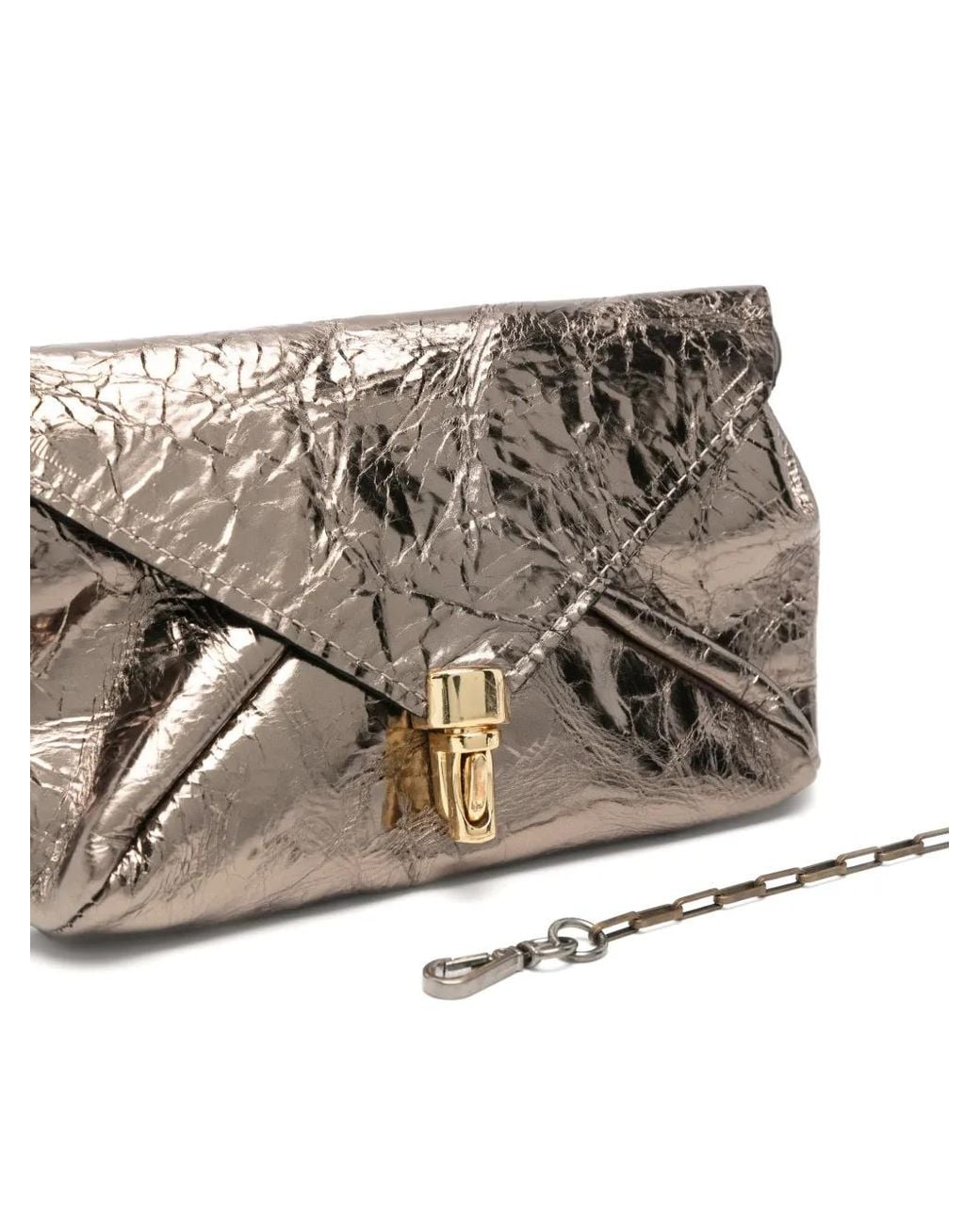 UN TÈ DA MATTI Gray Ghiro Crinkled-Finish Clutch Bag