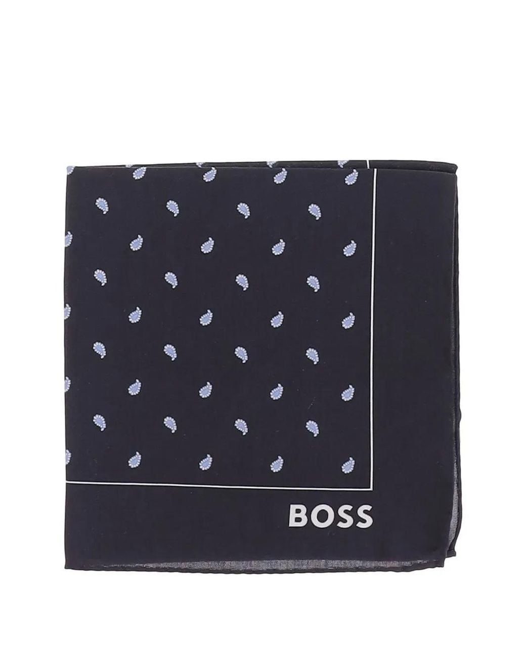 Boss Blue Paisley-Print Pocket Square for men
