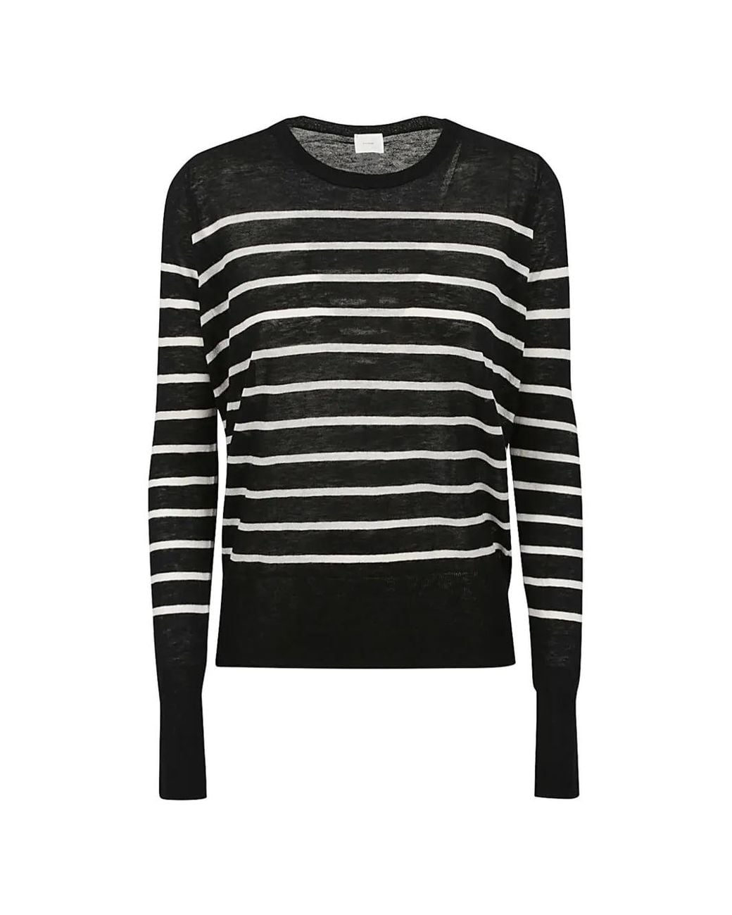 C.T.Plage Black Round-Neck Striped Sweater