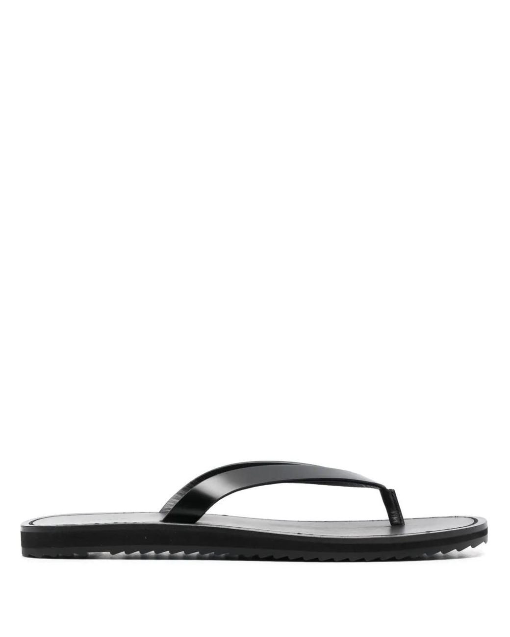 The Row Black City Leather Flip-Flops
