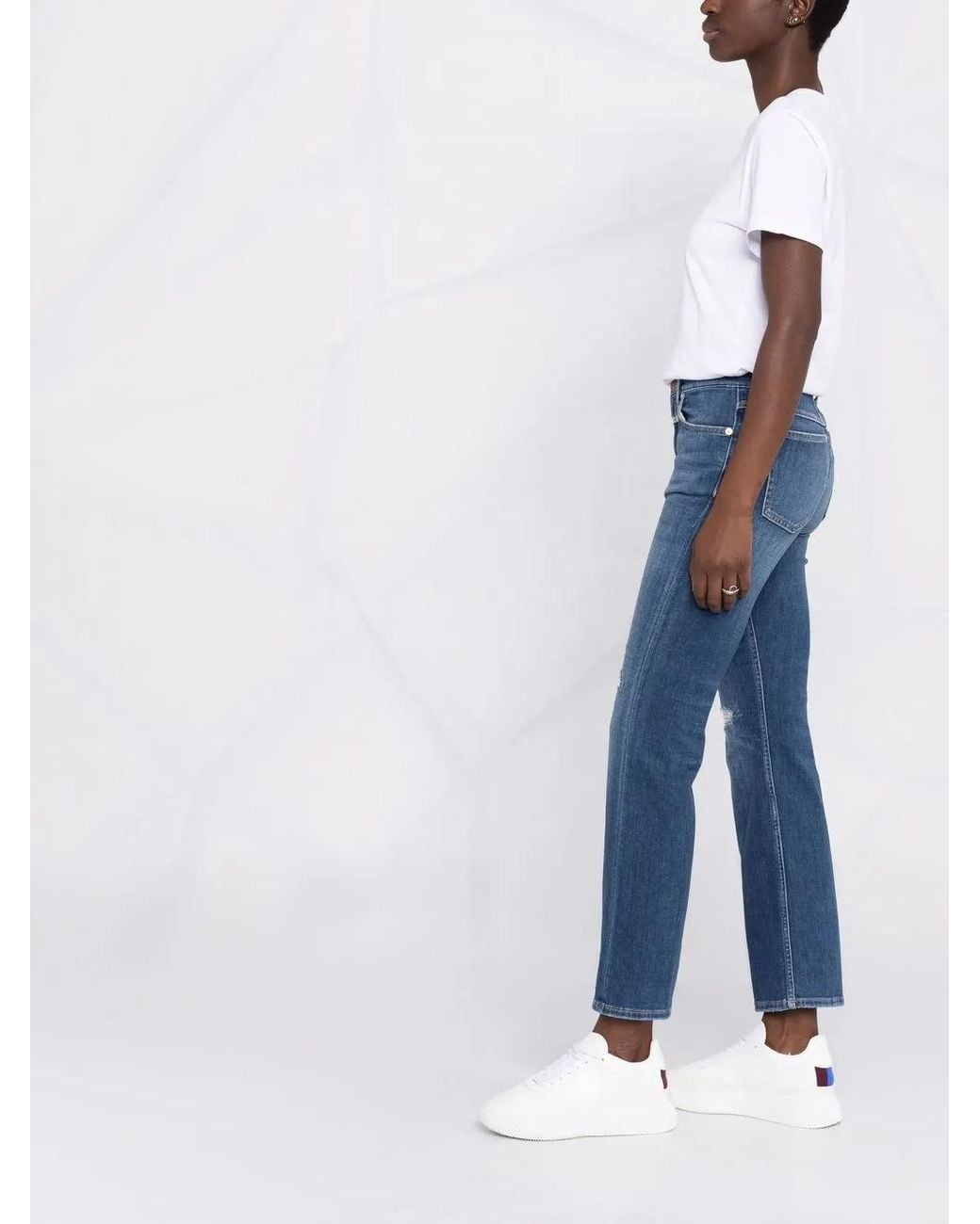 Closed Blue Distressed Straight-Leg Tapered Jeans