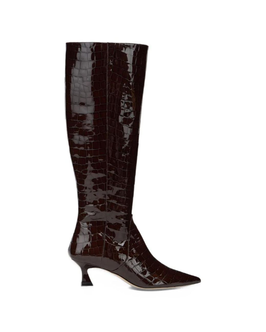 Stuart Weitzman Black Vinnie Zip Croc-Effect Leather Boots