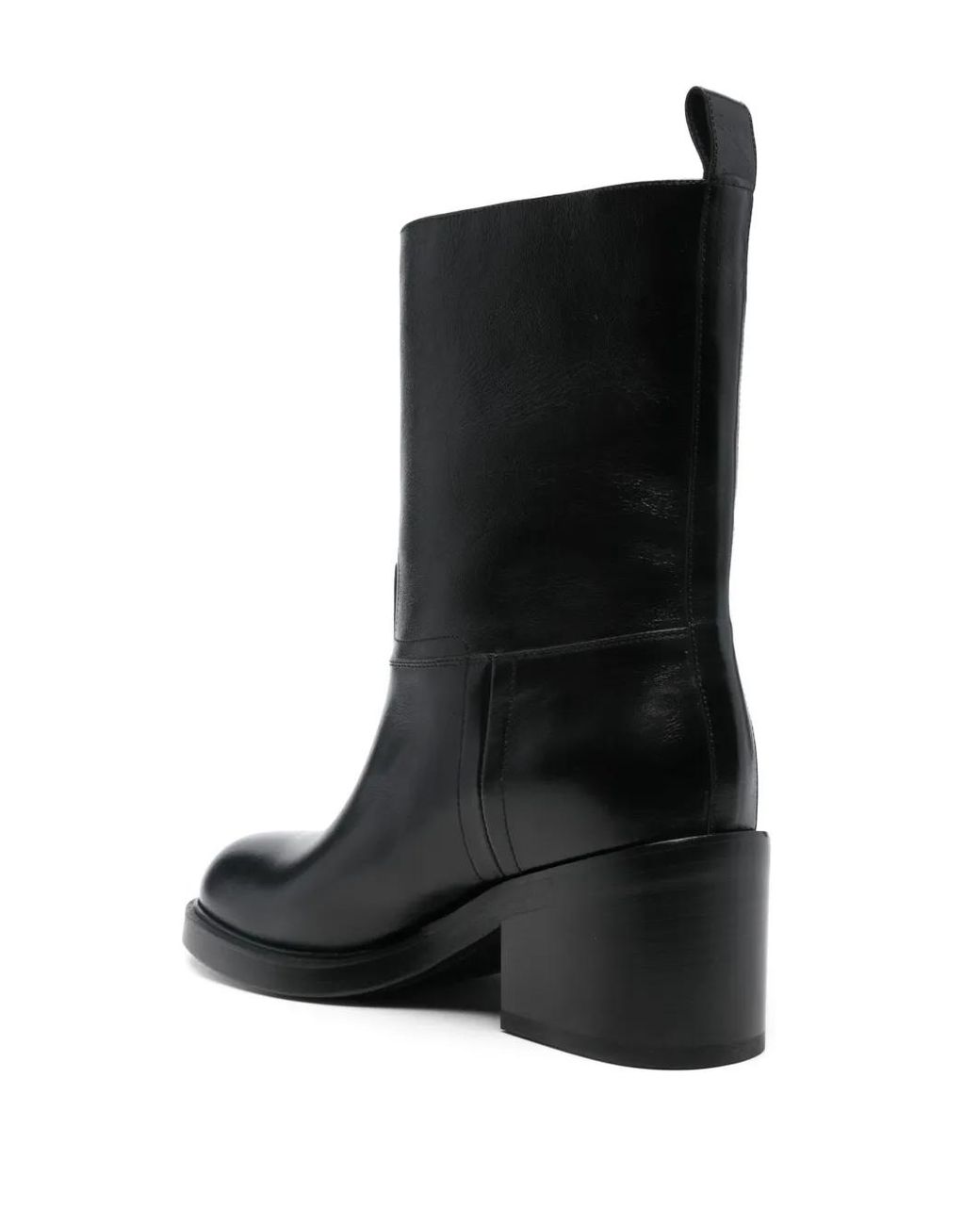 Bally Black Block Heel Seam Detail Leather Ankle Boots