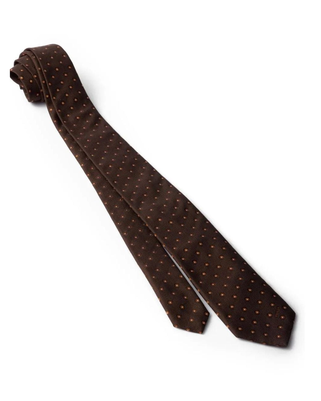 Prada White Dot-Pattern Silk Tie for men