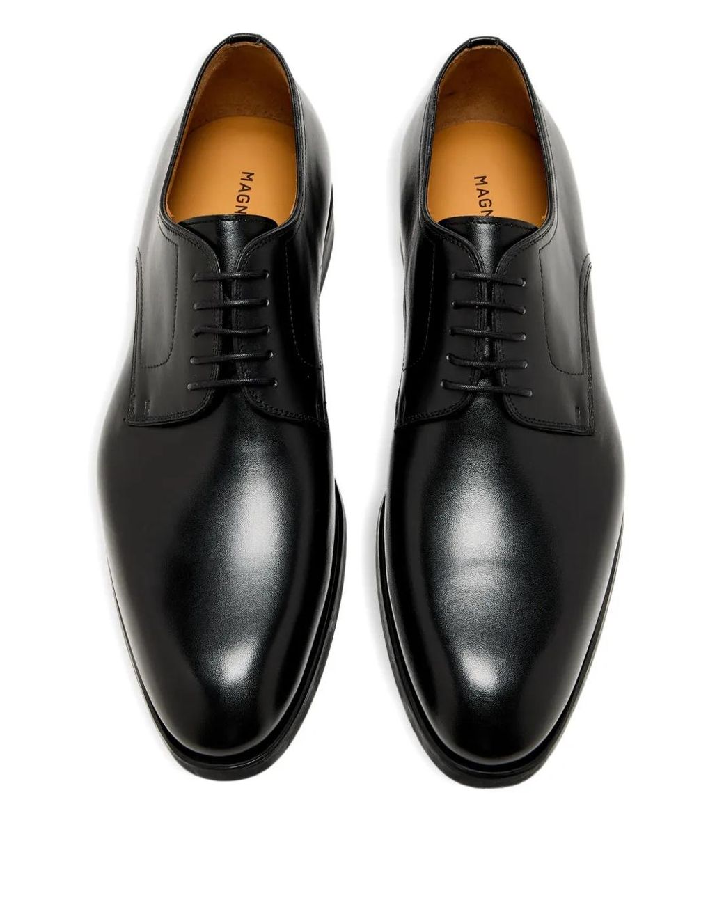 Magnanni Shoes Black Leather Derby Shoes for men
