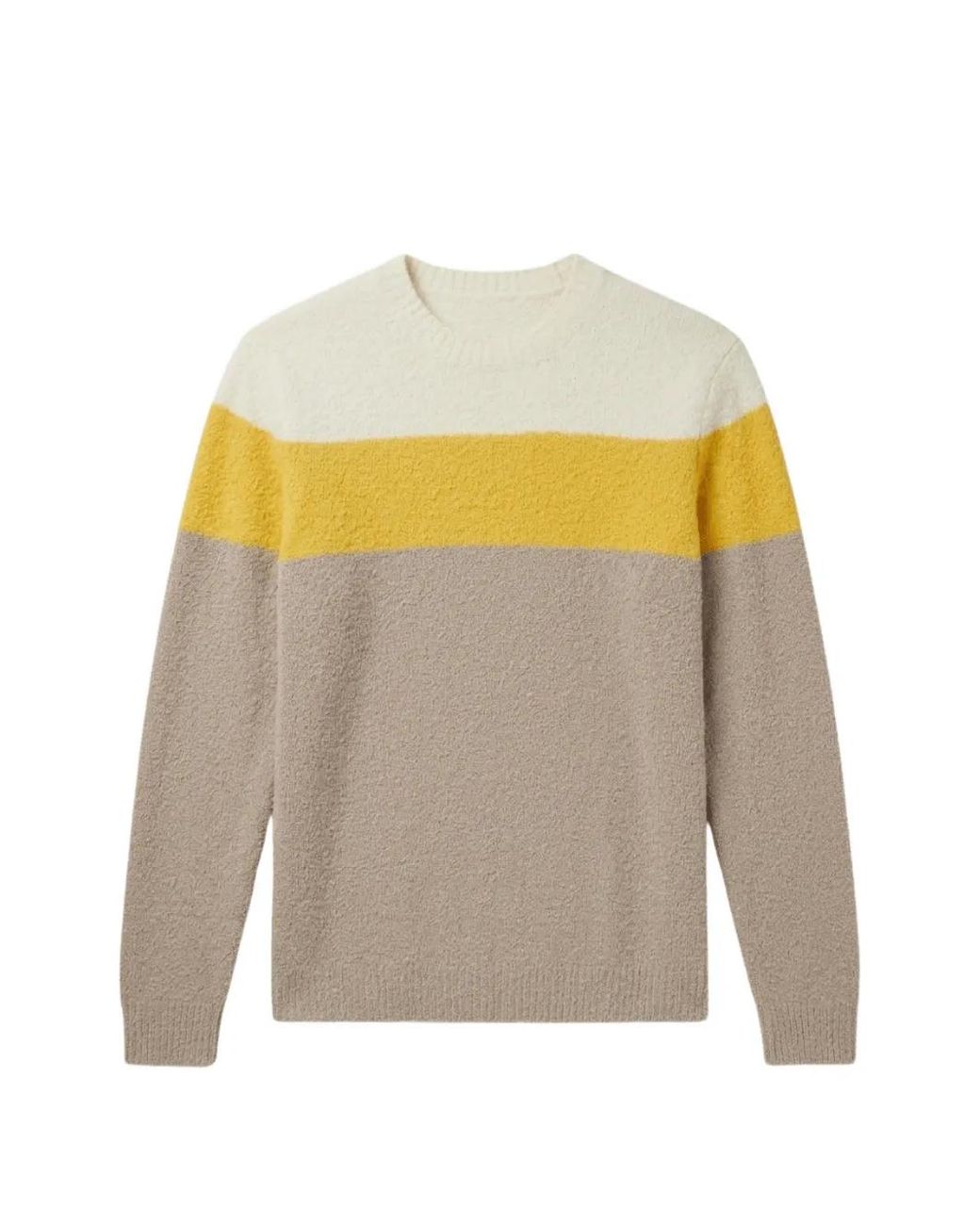 Roberto Collina White Colour-Block Bouclé-Knit Sweater for men