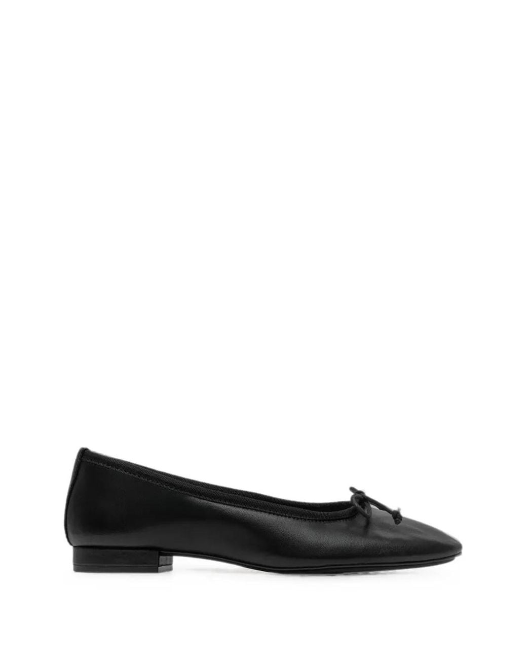 Bernardo Black Bow-Detail Leather Ballet Flats