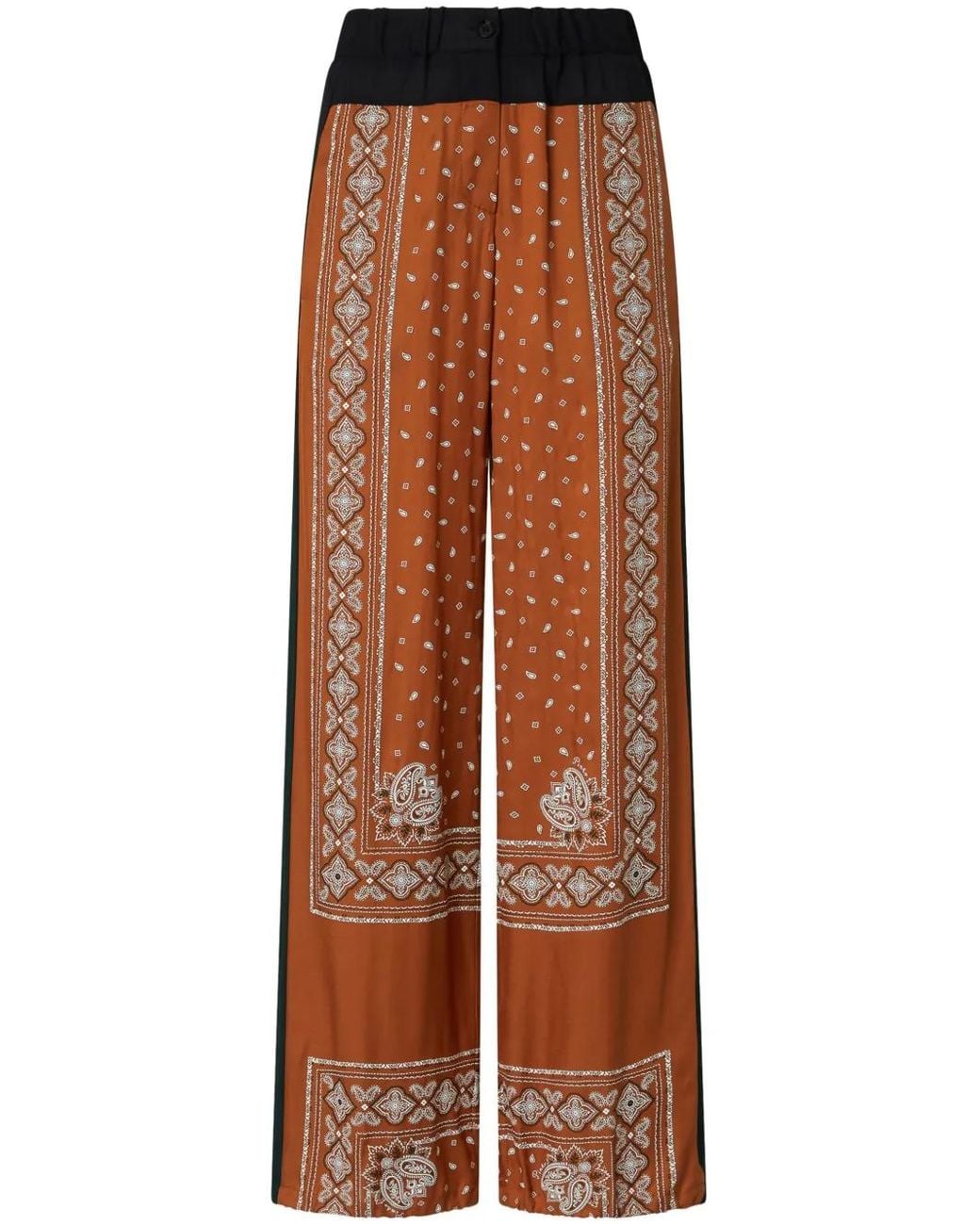 Pinko Brown Wide-Leg Paisley Print Spirito Trousers