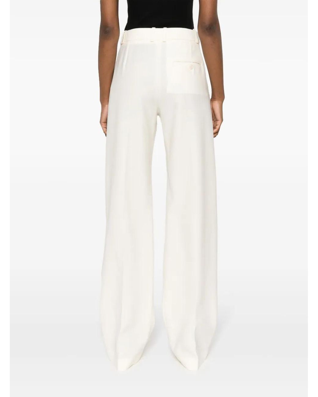 Stella McCartney White Straight-Leg Wool Trousers