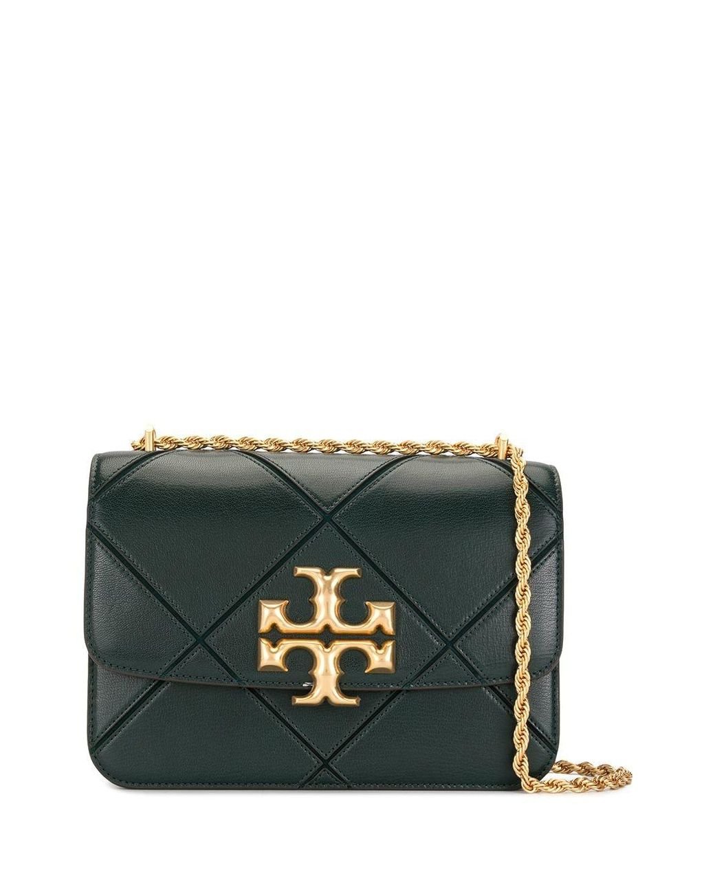 Tory Burch Leather Eleanor Quilted Crossbody Bag in Green - Lyst