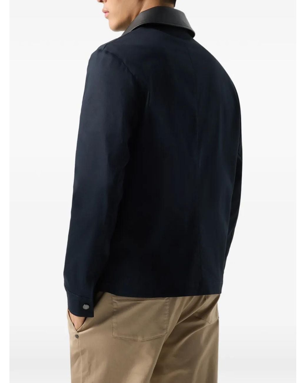 Bogner Blue Veste Mirco À Col En Cuir for men