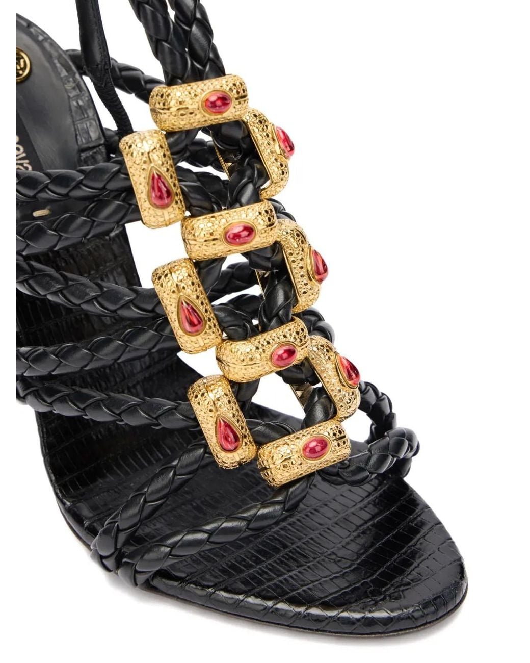 Roberto Cavalli Black Braided Sandals