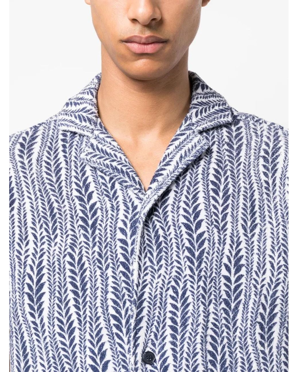 Orlebar Brown Blue Howell Fern Cotton Shirt for men