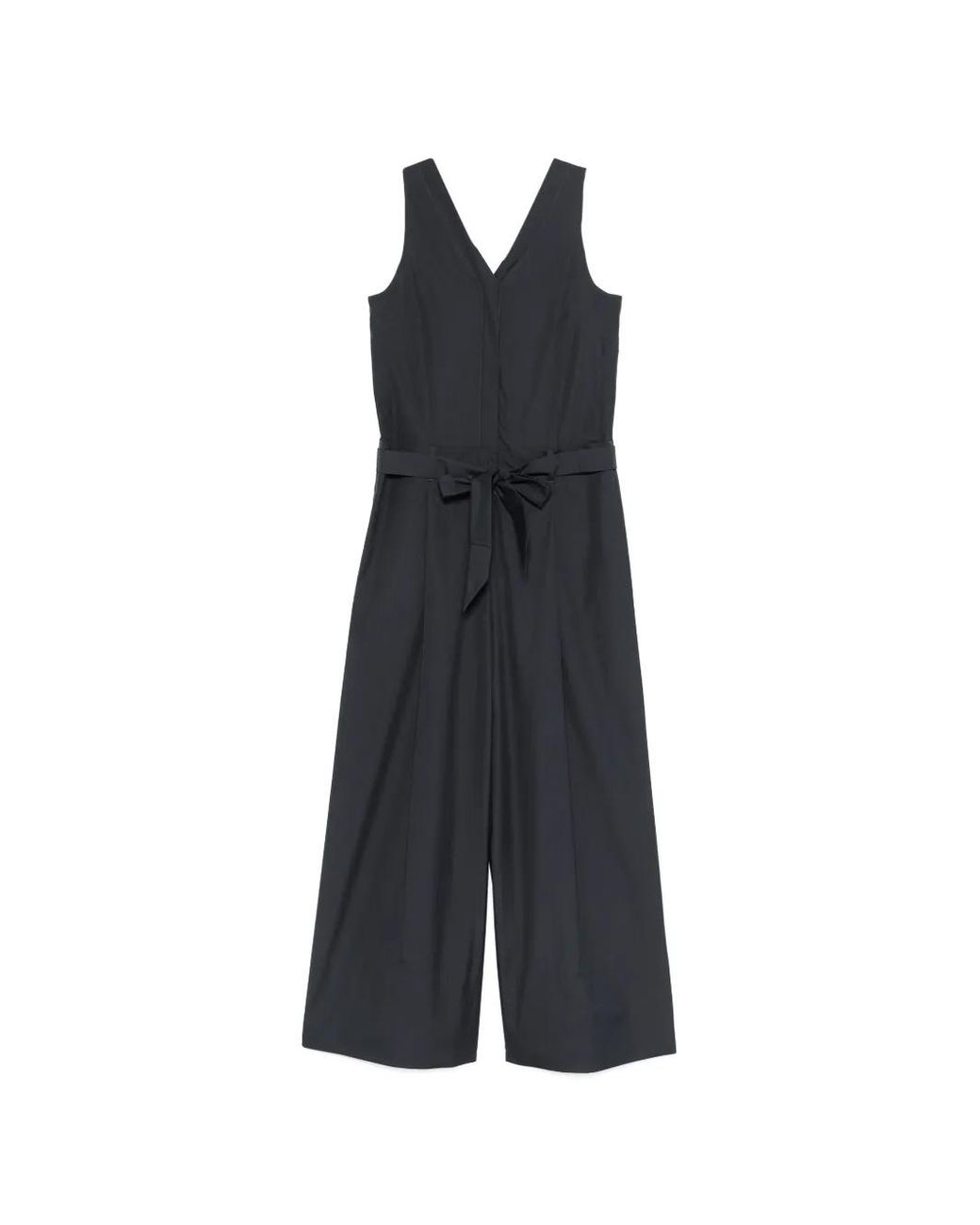 Max Mara Blue V-Neck Belted Jumpsuit
