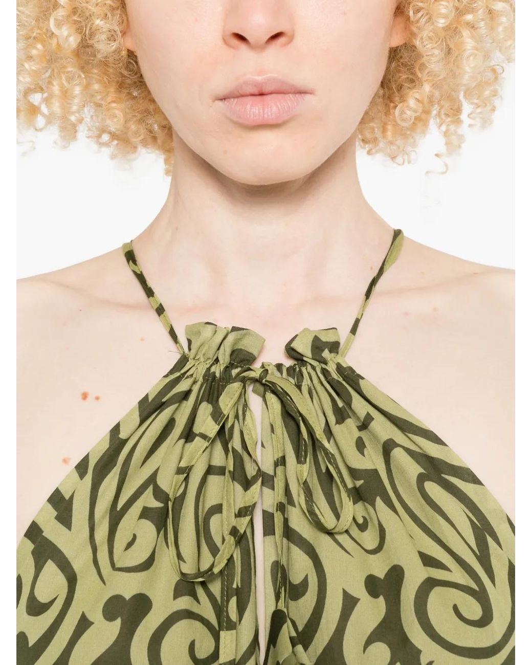 Niu Green Robe Mi-Longue À Motif Cachemire