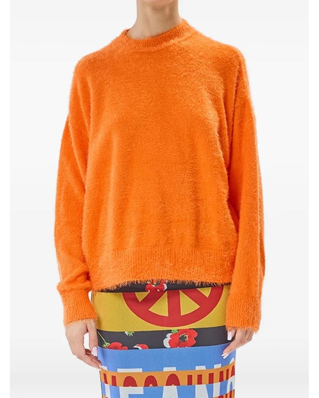 Moschino Orange Nuvola Logo-Intarsia Sweater