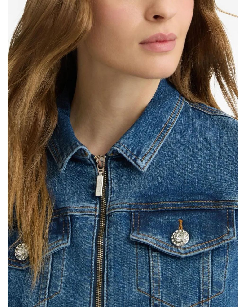 ジャケット LIU JO DENIM JACKET Denim jacket with rhinestones colour blue | Liu Jo