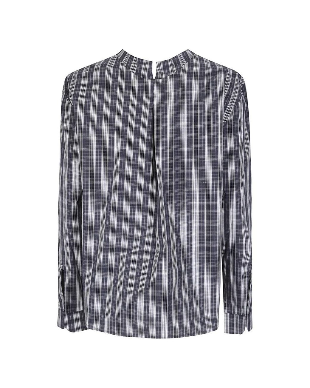 Sibel Saral Blue Hande Check-Pattern Blouse