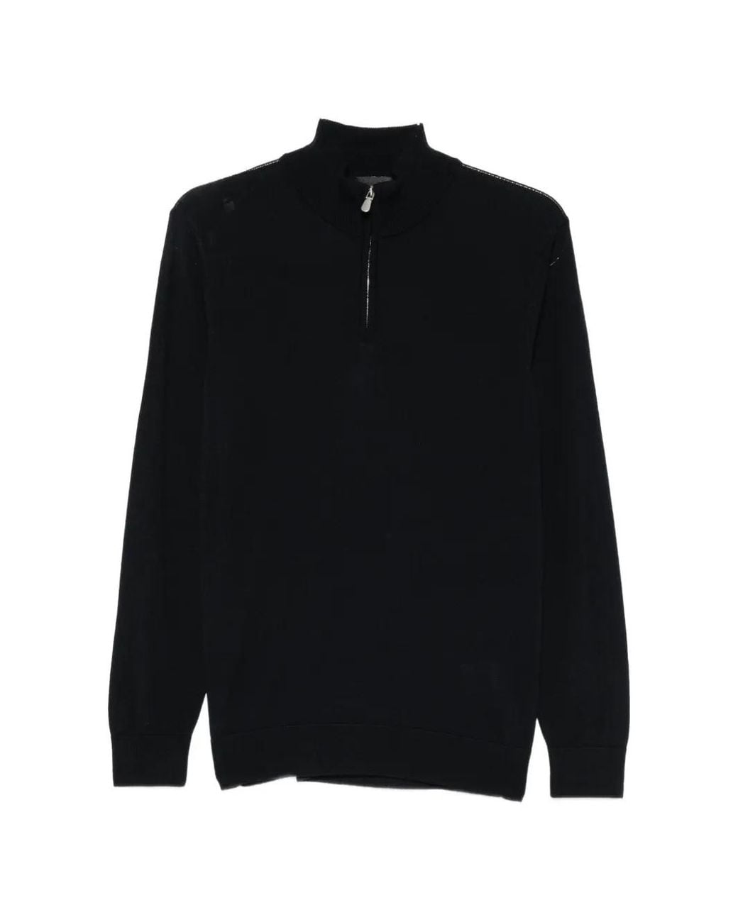 Alberto Gozzi Black Quarter-Zip Wool Sweater for men