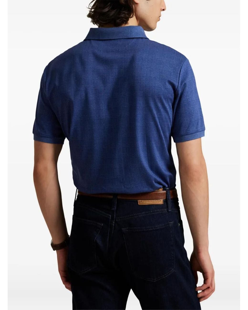 Polo Ralph Lauren Blue Short-Sleeve Check-Pattern Polo Shirt for men