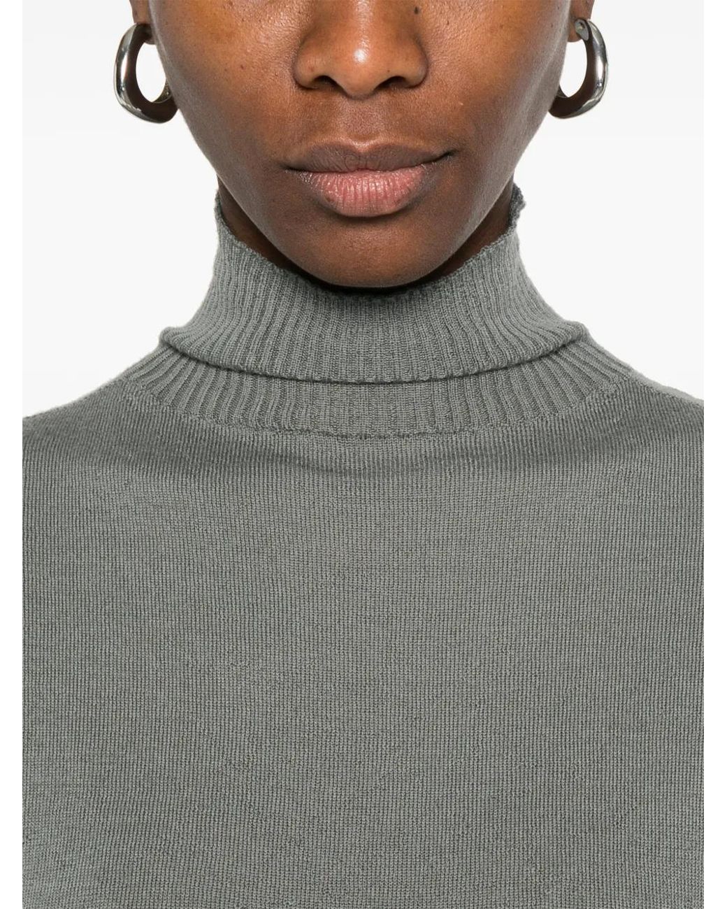 Rick Owens Gray Turtleneck Sleeveless Top