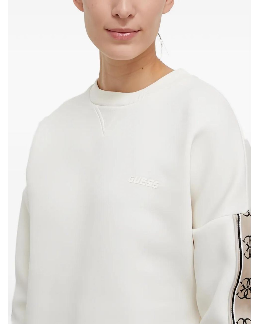 Guess White Logo-Embellishment Sweatshirt