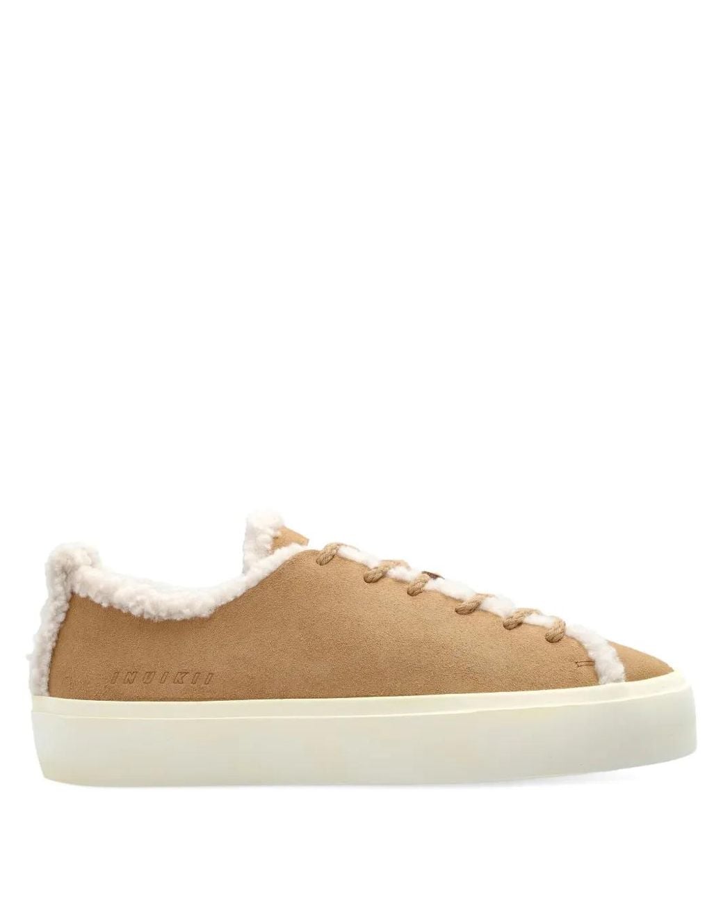 Inuikii Brown Shearling-Trimmed Suede Sneakers