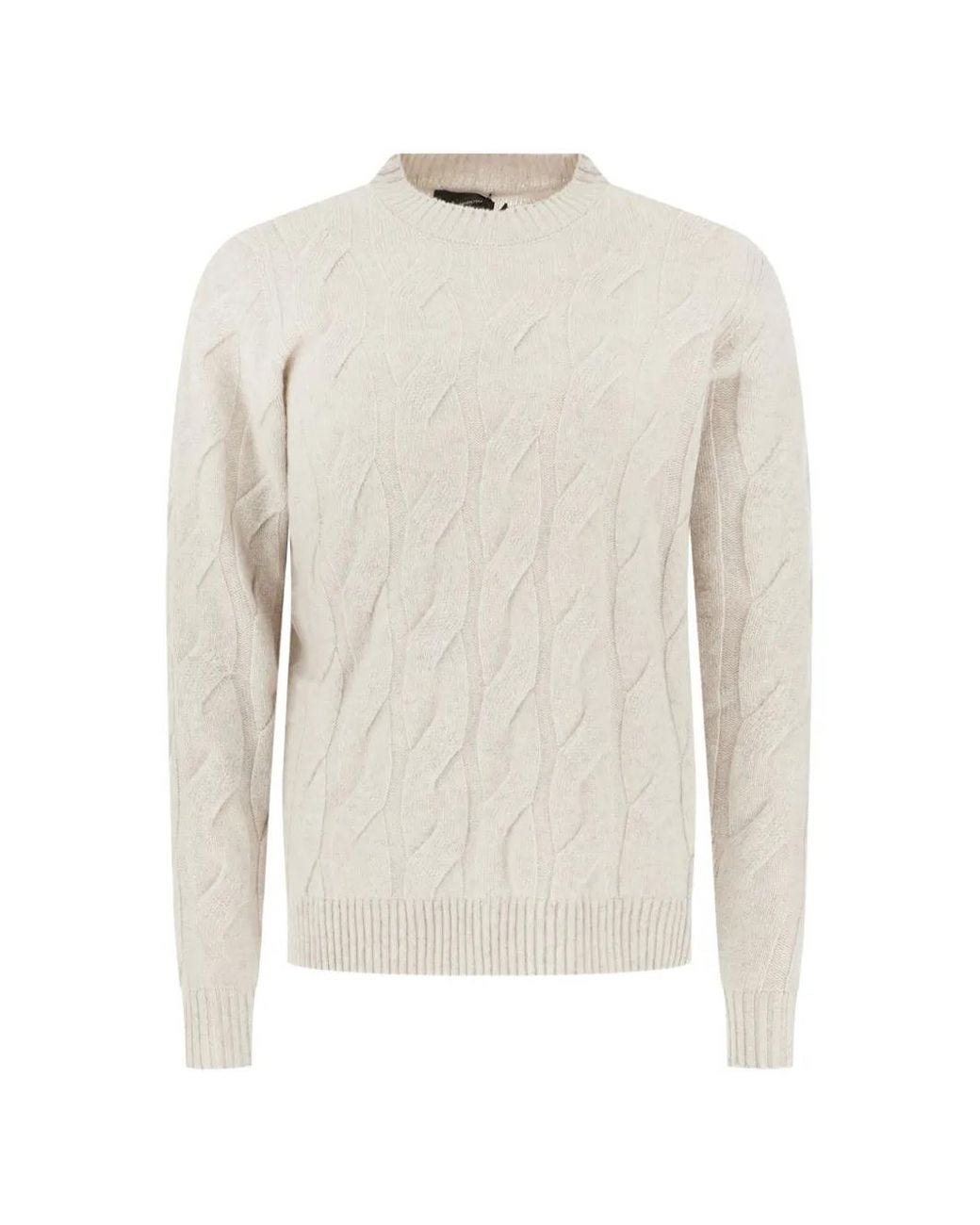 AROVESCIO White Cable-Knit Crew-Neck Sweater for men