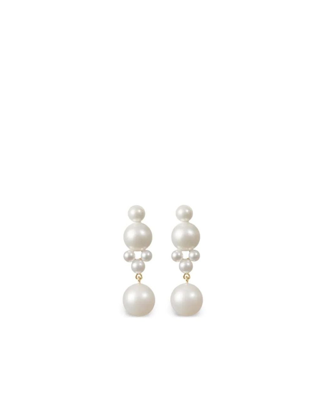 Sophie Bille Brahe White 14K Luna Earrings