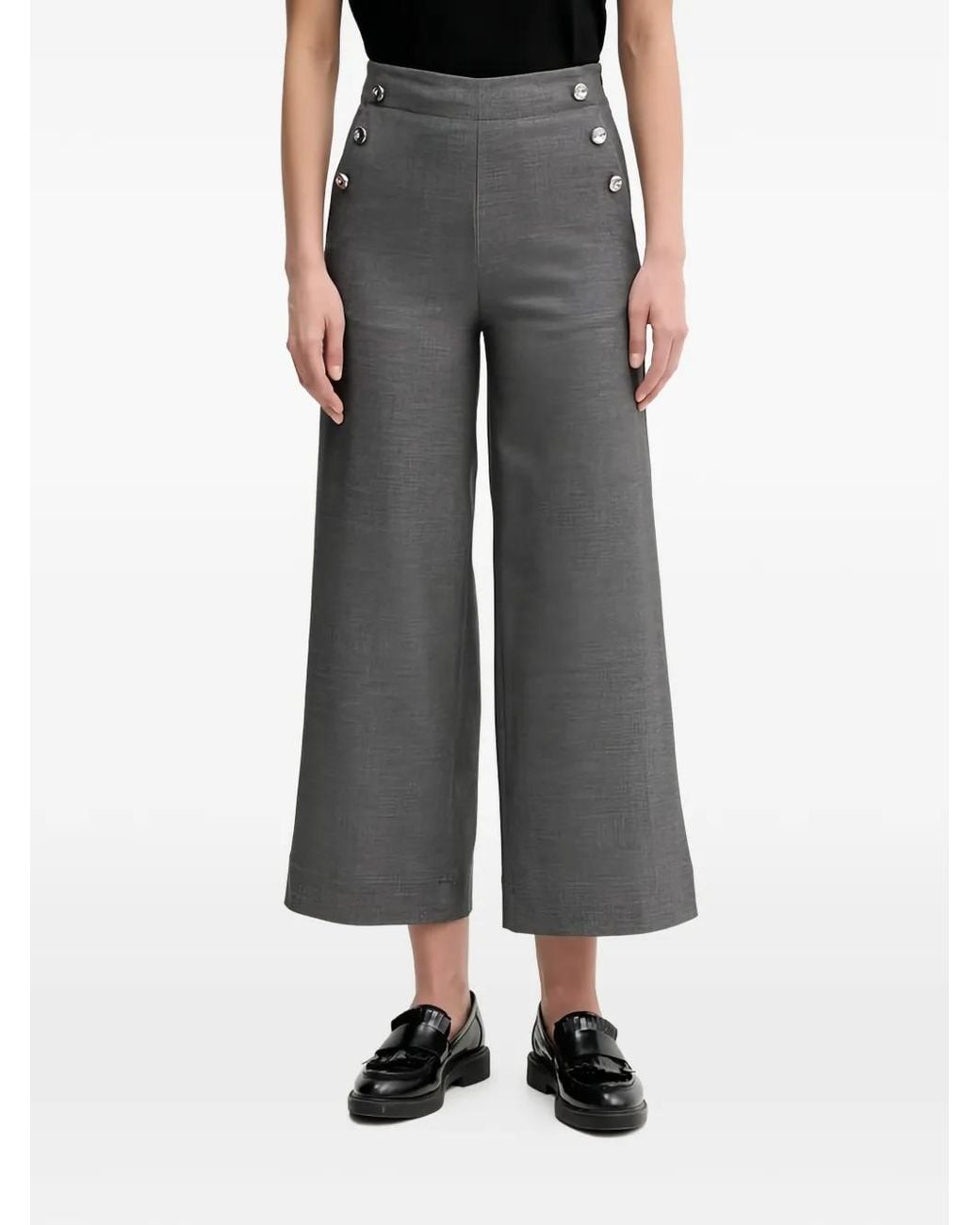 Benetton Gray Button-Detail Trousers