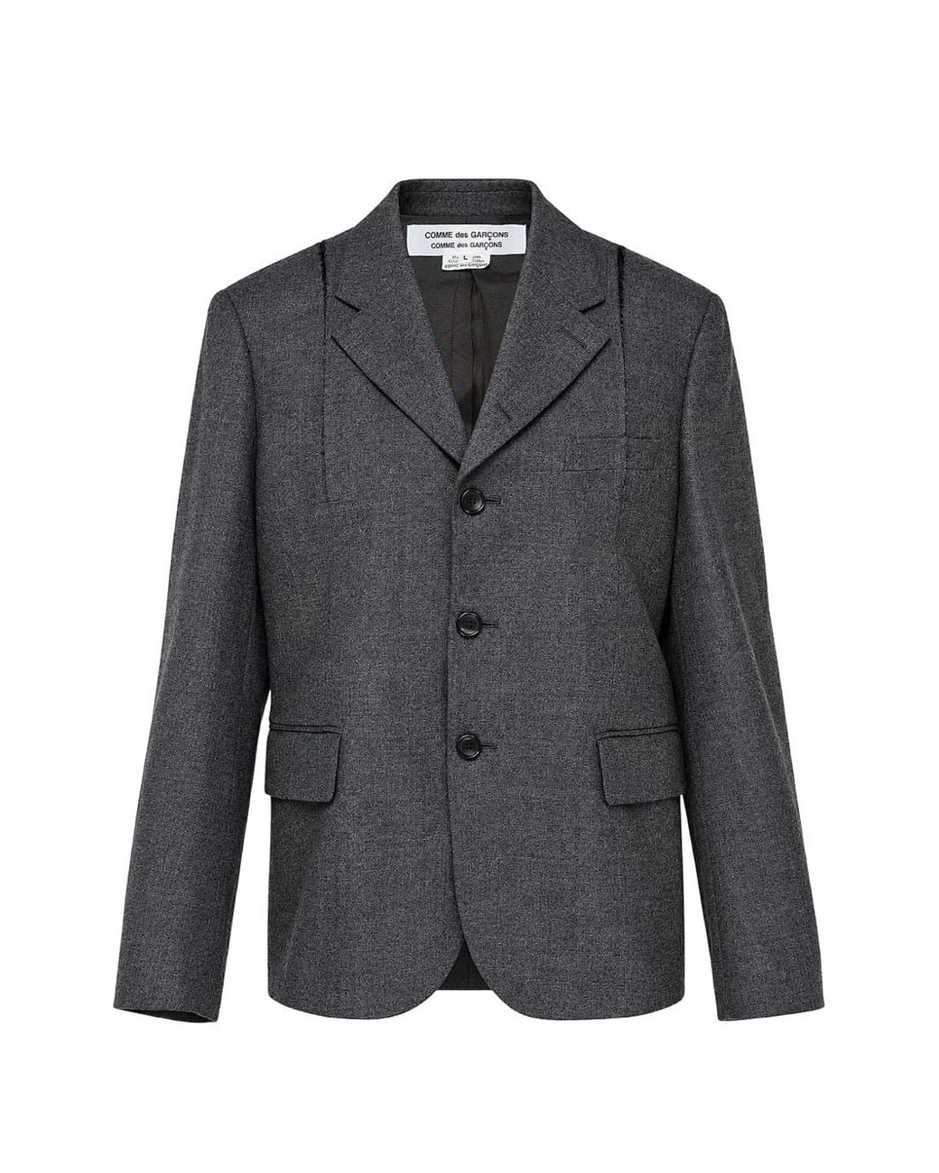 Comme des Garçons Gray Exposed-Seam Wool Jacket