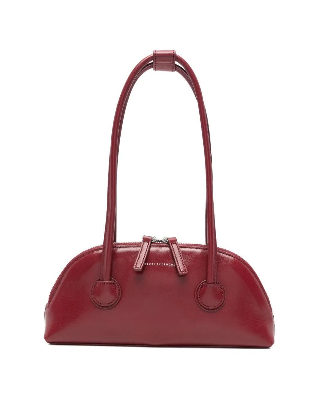 MARGE SHERWOOD Red Logo-Print Leather Shoulder Bag