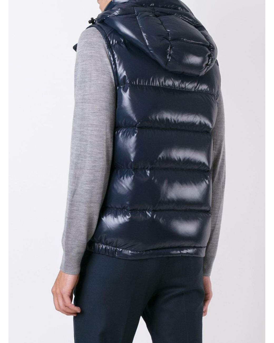 Moncler Lacet Hooded Down Gilet in Blue for Men | Lyst Canada