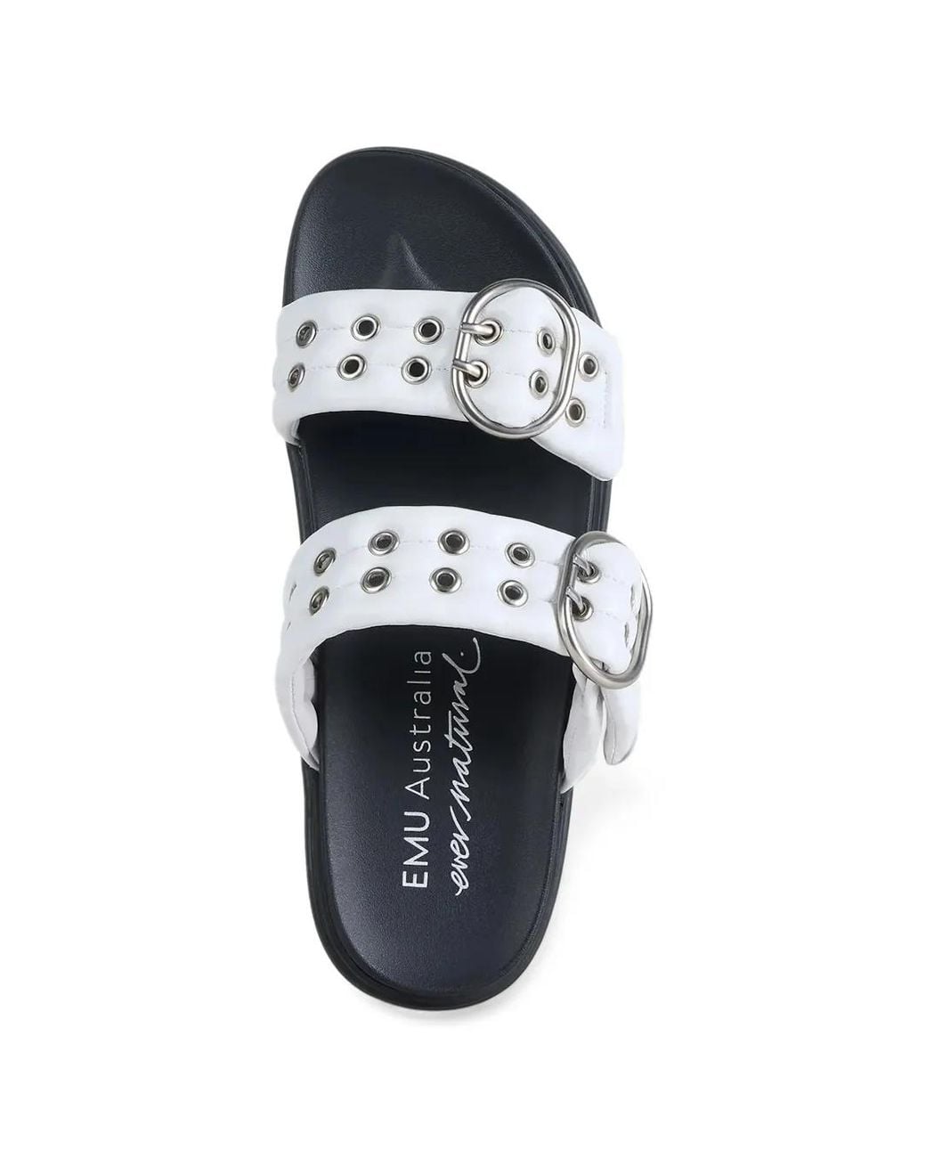 EMU White Bondi Buckle 2.0 Eyelet-Embellished Slides