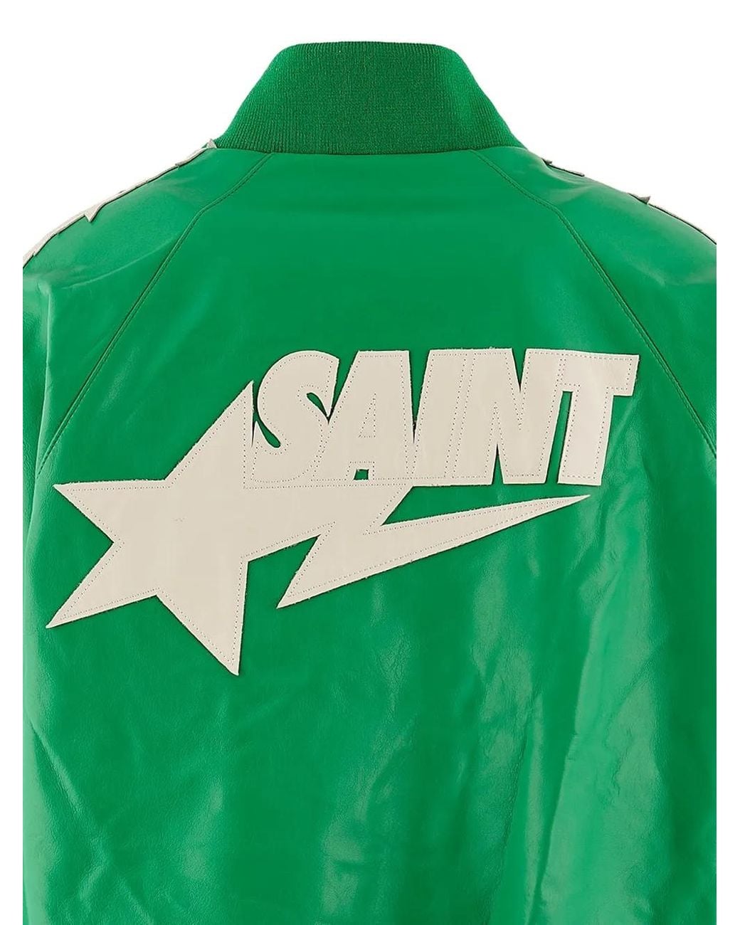 SAINT Mxxxxxx Green X Bape Logo-Patch Bomber Jacket for men