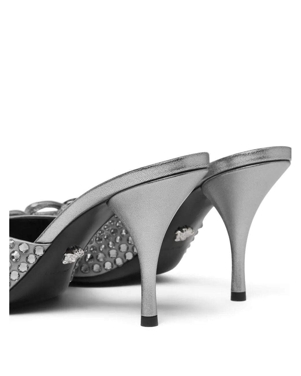 Versace White Opera Bow Embellished Mules 85 Mm