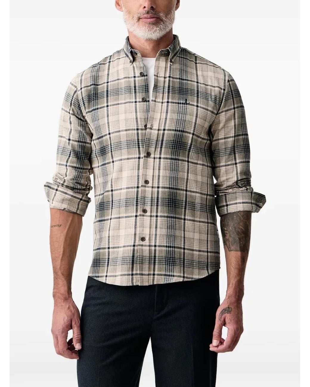 Lindbergh Gray Check-Pattern Button-Down Shirt for men