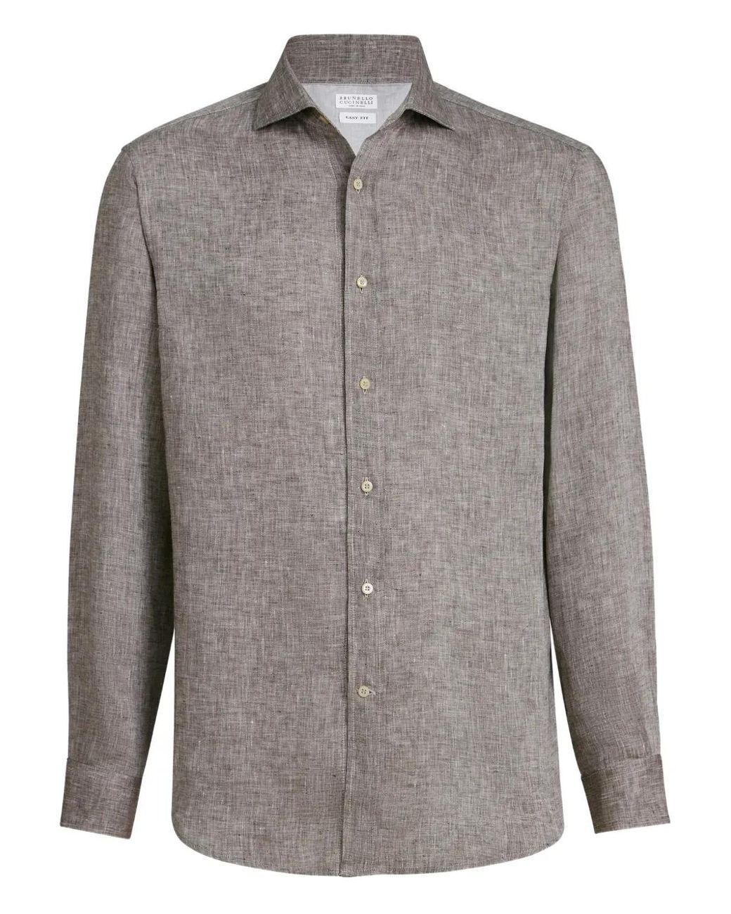 Brunello Cucinelli Gray Linen Shirt for men