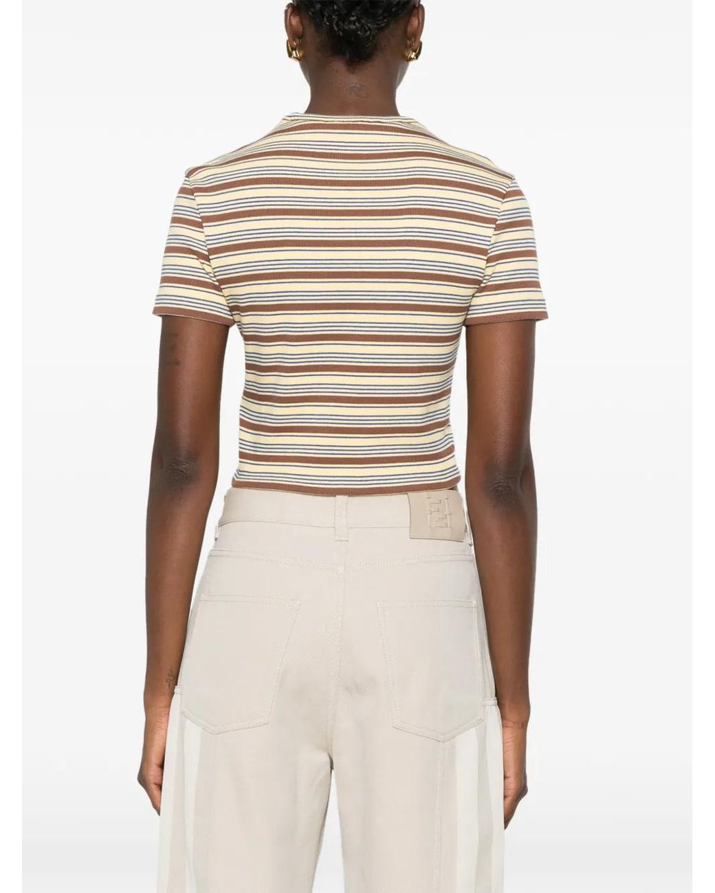 Fendi White Multicolour Striped Cotton Jumper