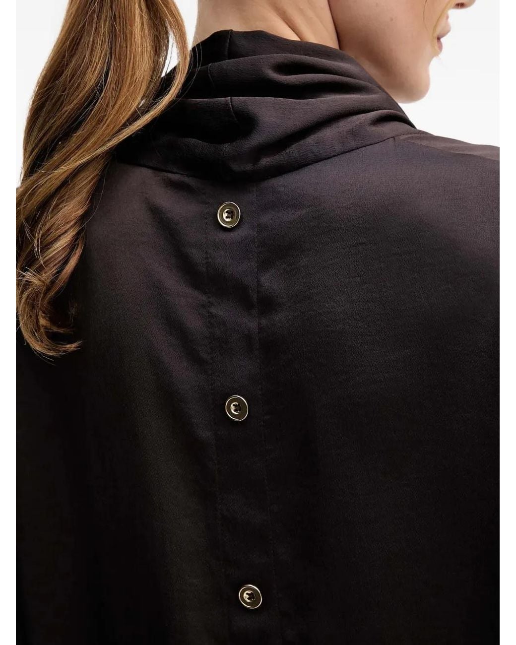 Joseph Ribkoff Black Cowl Neck Button Blouse