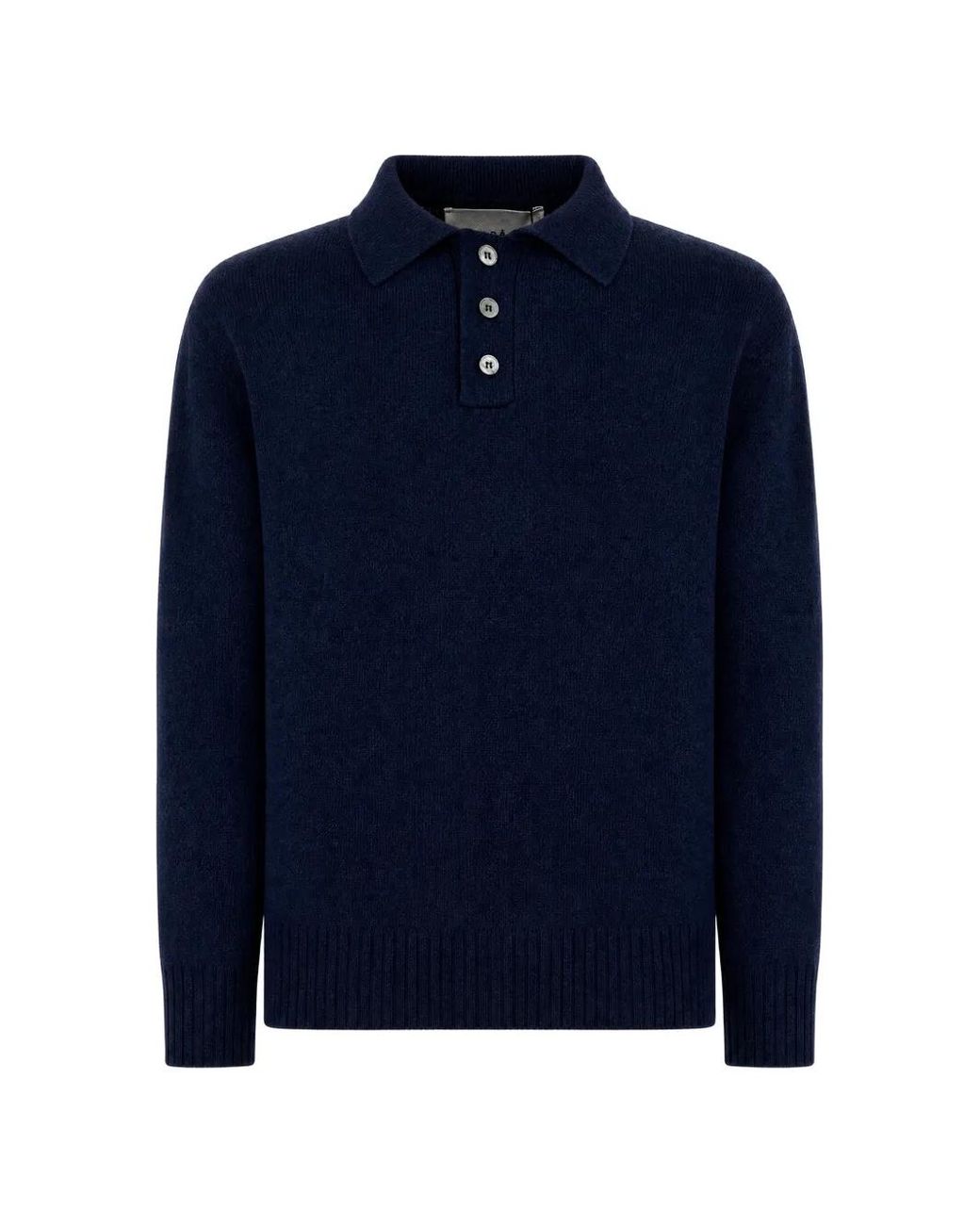 Amaranto Blue Button-Placket Polo Sweater for men