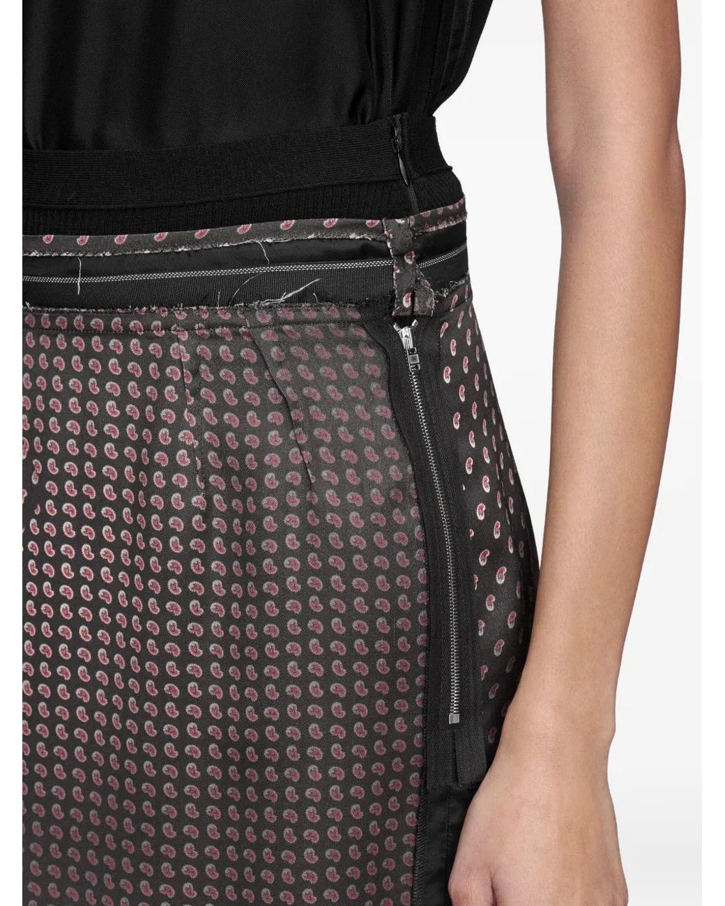 Maison Margiela Black Paisley Print Midi Skirt