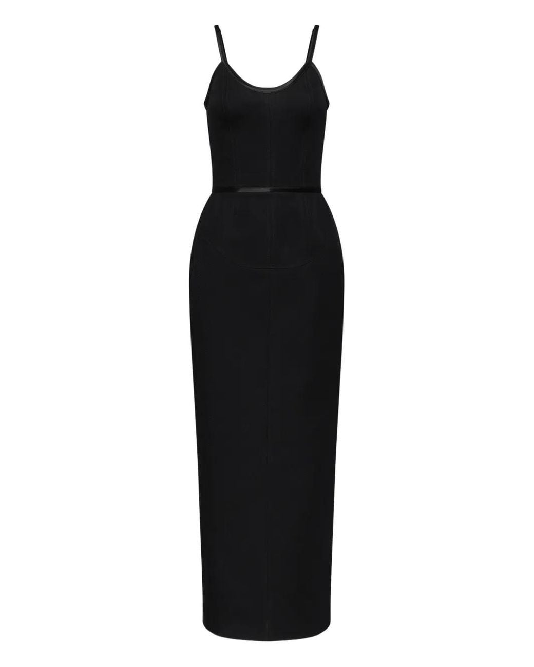 Thom Browne Black Satin-Detail Tipped Maxi Dress
