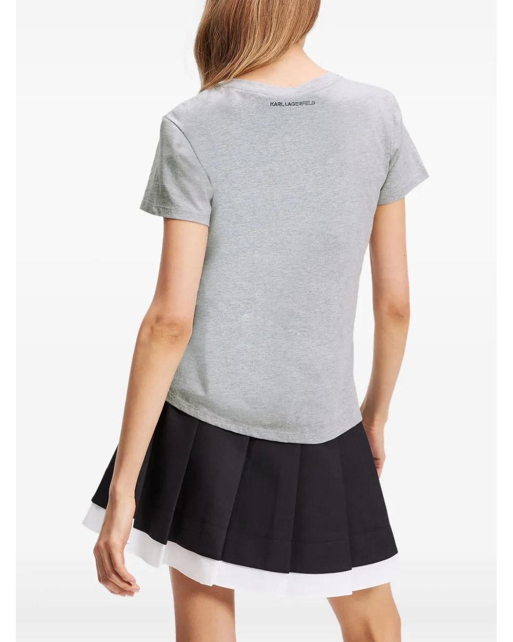 Karl Lagerfeld Gray Ikon Choupette Rhinestone T-Shirt