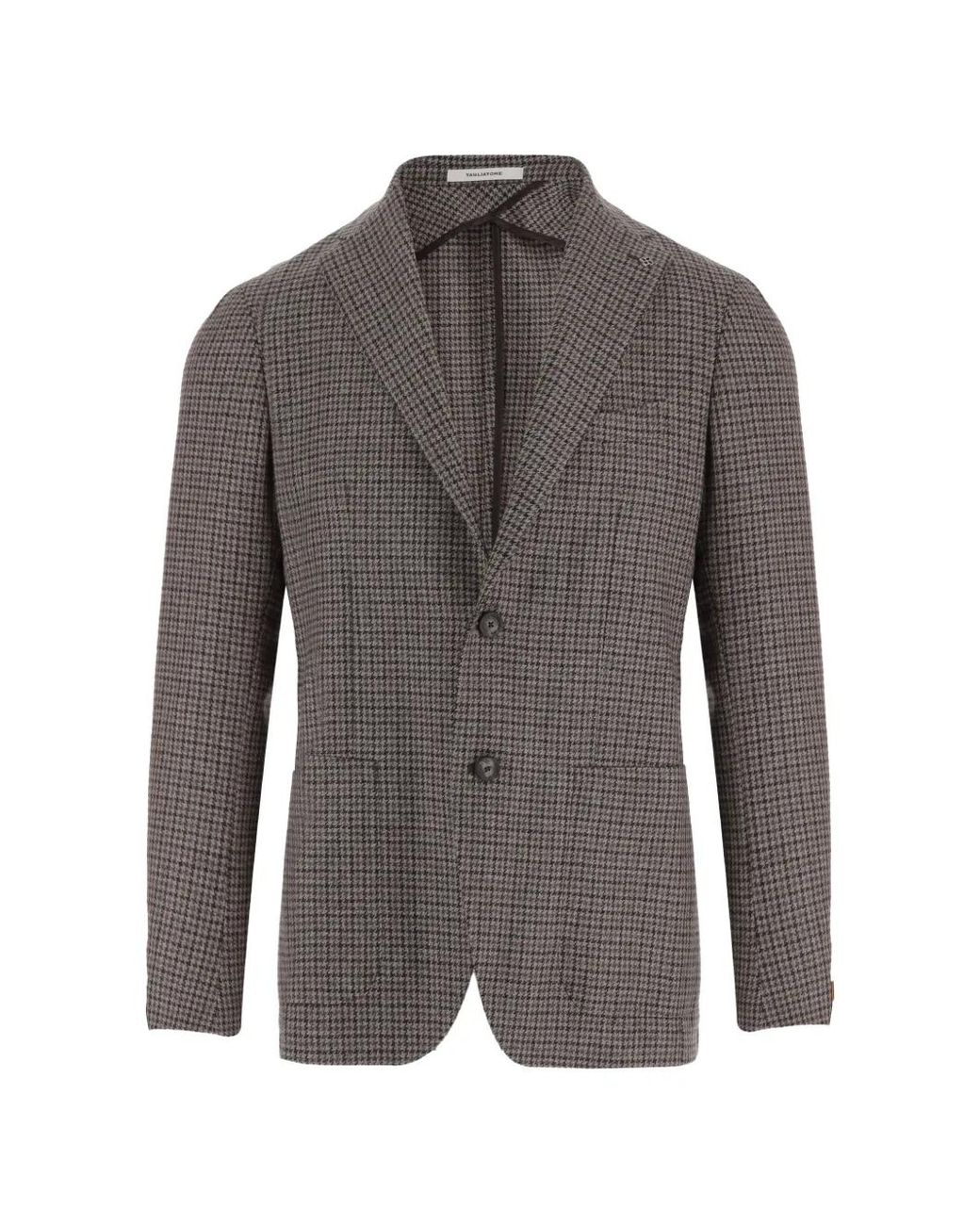Tagliatore Gray Houndstooth-Pattern Wool Blazer for men