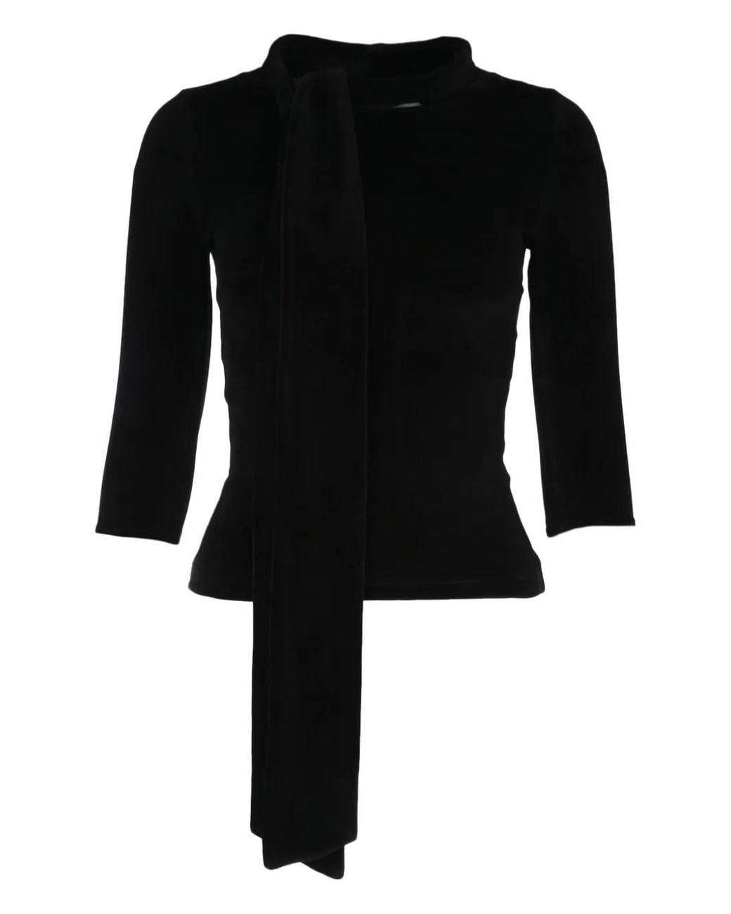 Balenciaga Black Scarf-Detail Velvet Top