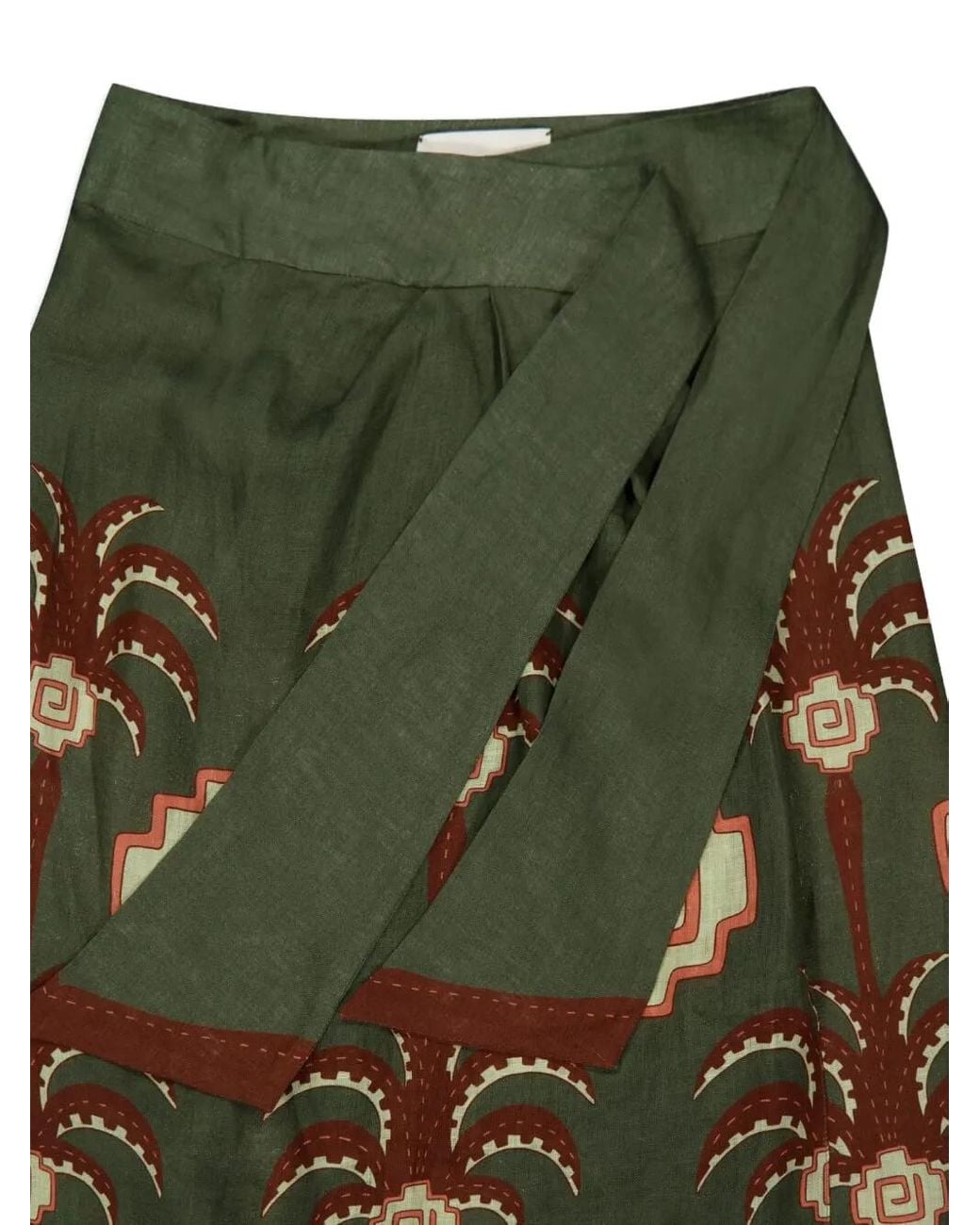 Johanna Ortiz Green Amazon Echoes Linen Skirt